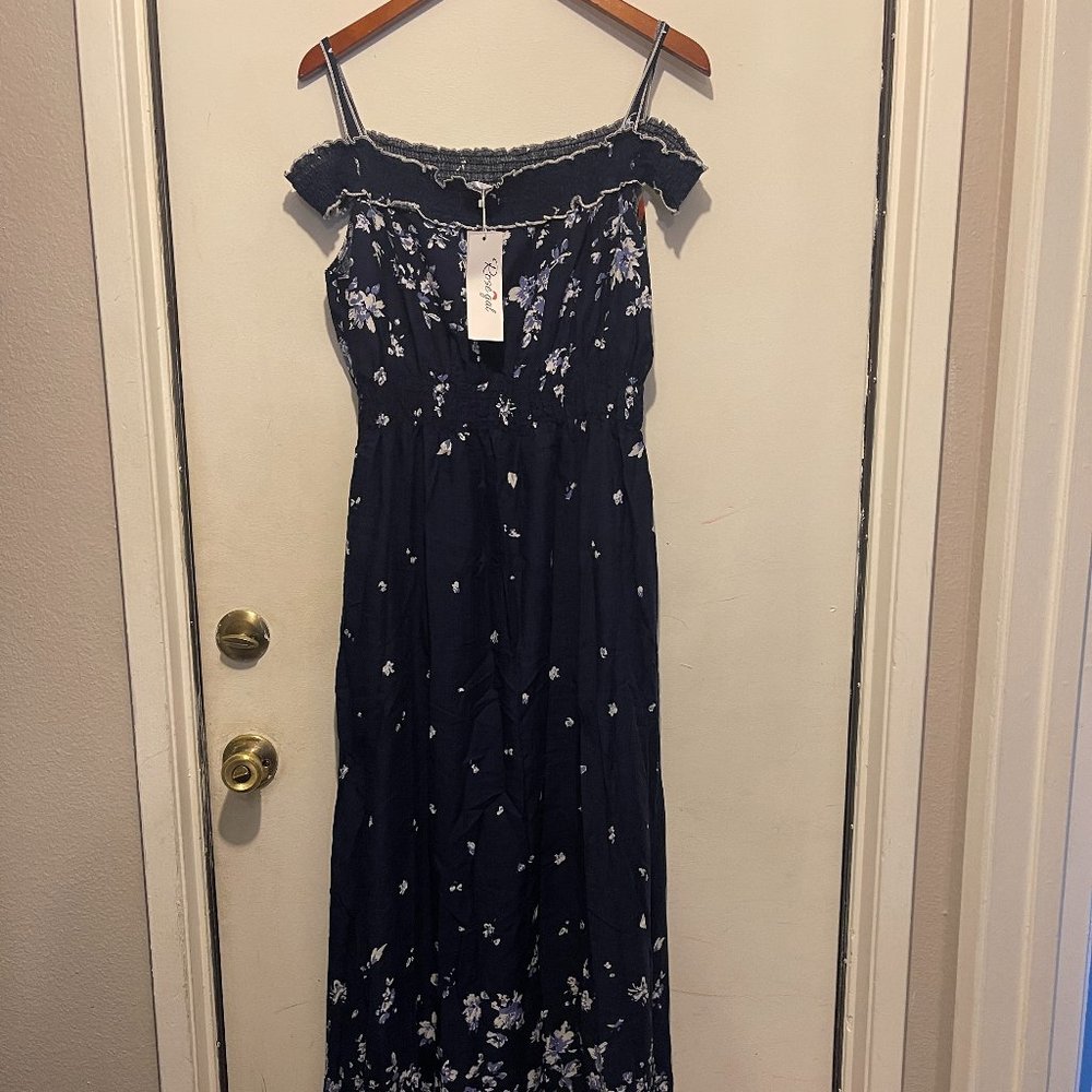Rose Gal Floral Off The Shoulder Sundress Size 16 NWT (113)